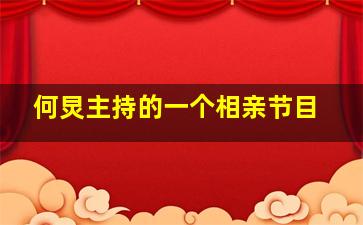 何炅主持的一个相亲节目