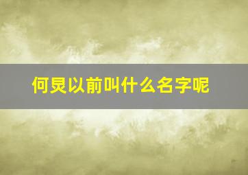 何炅以前叫什么名字呢