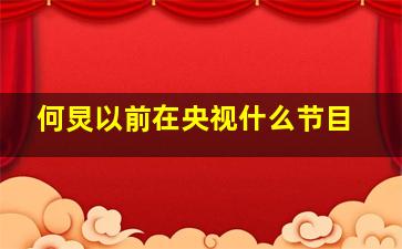 何炅以前在央视什么节目