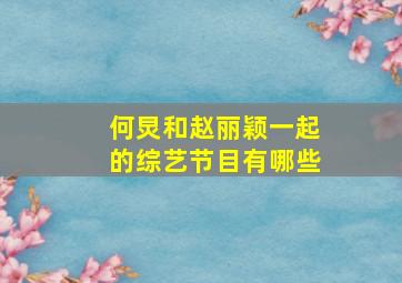 何炅和赵丽颖一起的综艺节目有哪些