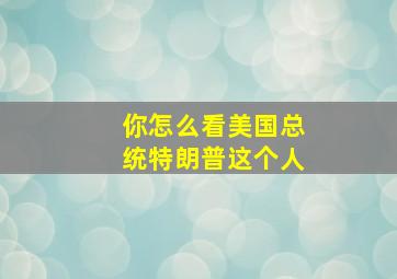 你怎么看美国总统特朗普这个人