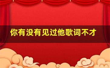 你有没有见过他歌词不才