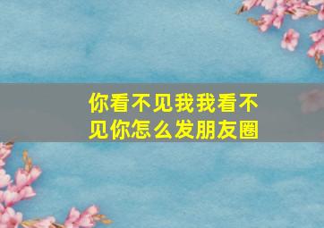 你看不见我我看不见你怎么发朋友圈