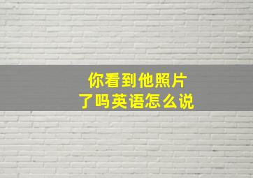 你看到他照片了吗英语怎么说