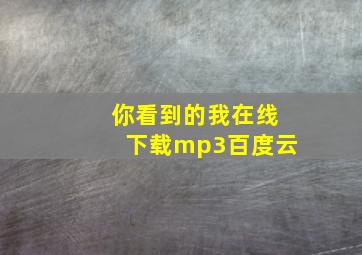 你看到的我在线下载mp3百度云