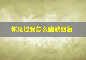 你见过我怎么幽默回复