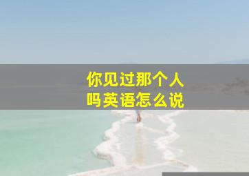 你见过那个人吗英语怎么说