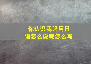 你认识我吗用日语怎么说呢怎么写