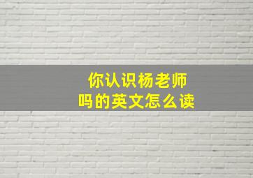 你认识杨老师吗的英文怎么读