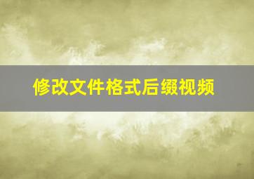 修改文件格式后缀视频