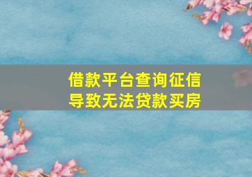 借款平台查询征信导致无法贷款买房