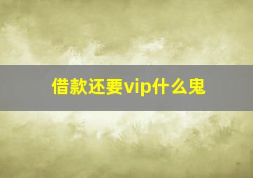 借款还要vip什么鬼