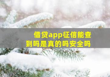 借贷app征信能查到吗是真的吗安全吗