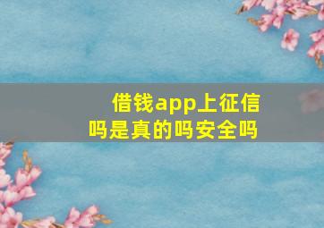 借钱app上征信吗是真的吗安全吗