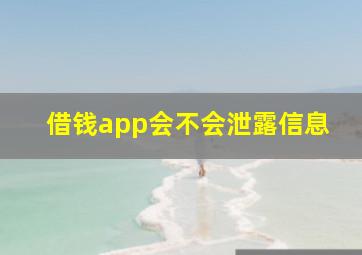 借钱app会不会泄露信息