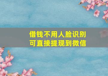 借钱不用人脸识别可直接提现到微信