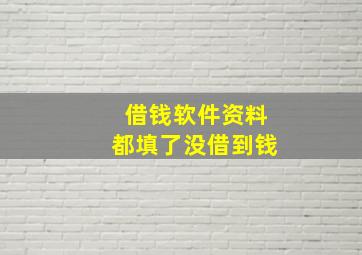 借钱软件资料都填了没借到钱