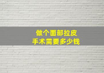 做个面部拉皮手术需要多少钱