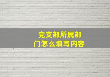 党支部所属部门怎么填写内容