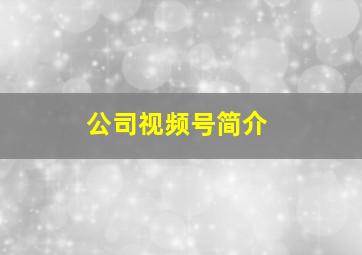 公司视频号简介