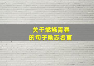 关于燃烧青春的句子励志名言