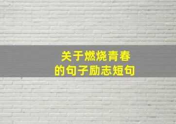 关于燃烧青春的句子励志短句