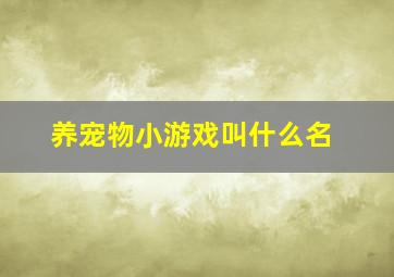 养宠物小游戏叫什么名