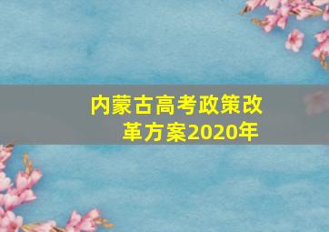 内蒙古高考政策改革方案2020年