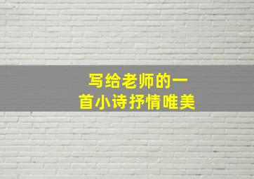 写给老师的一首小诗抒情唯美