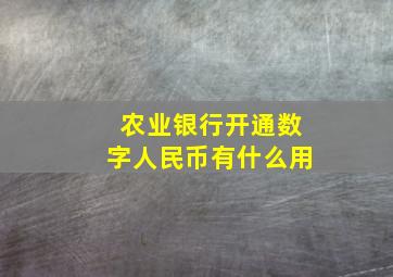 农业银行开通数字人民币有什么用