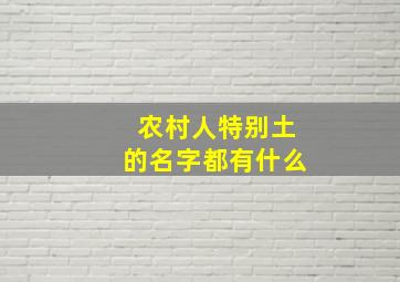 农村人特别土的名字都有什么