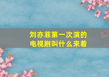 刘亦菲第一次演的电视剧叫什么来着