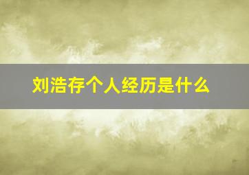 刘浩存个人经历是什么