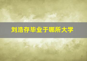 刘浩存毕业于哪所大学