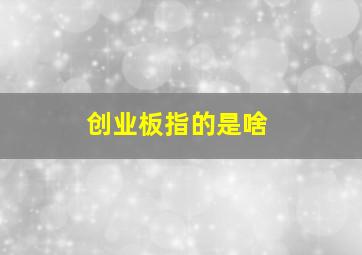 创业板指的是啥