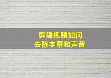 剪辑视频如何去除字幕和声音