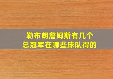 勒布朗詹姆斯有几个总冠军在哪些球队得的