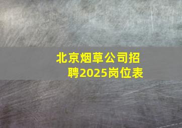 北京烟草公司招聘2025岗位表