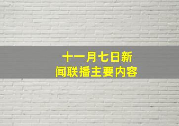 十一月七日新闻联播主要内容