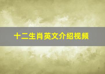 十二生肖英文介绍视频