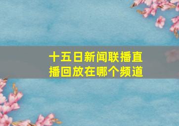 十五日新闻联播直播回放在哪个频道