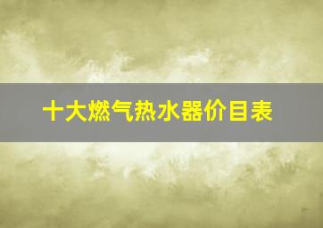 十大燃气热水器价目表