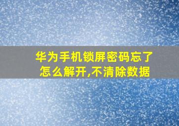 华为手机锁屏密码忘了怎么解开,不清除数据