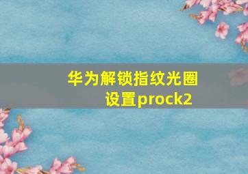 华为解锁指纹光圈设置prock2