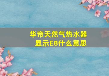 华帝天然气热水器显示E8什么意思