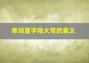 单词首字母大写的意义