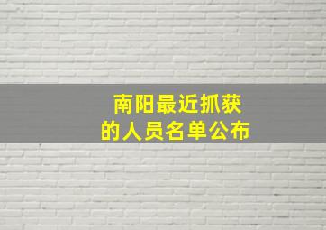 南阳最近抓获的人员名单公布