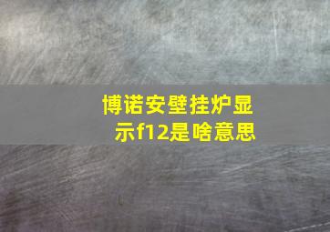 博诺安壁挂炉显示f12是啥意思