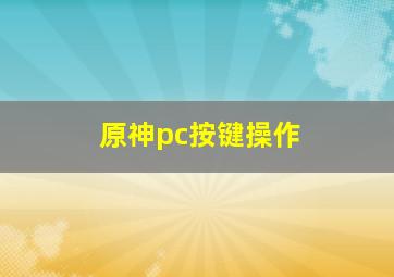 原神pc按键操作