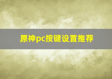 原神pc按键设置推荐